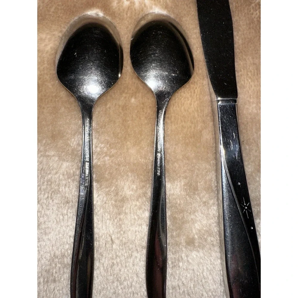 Oneida Community  Stainless Flatware 2 Spoons 1 Knife Twin Star Lot